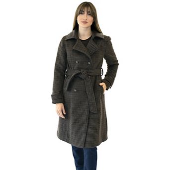 Women's Nine West Houndstooth Belted Coat