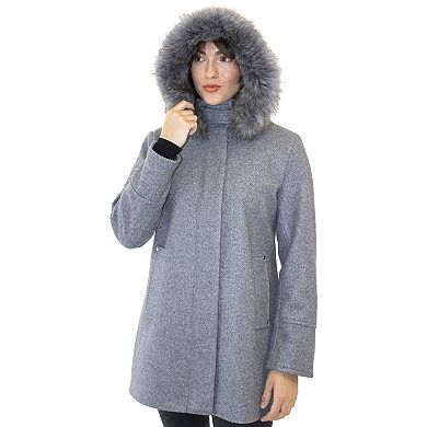 Women's Nine West Trimmed Hooded Duffle Coat