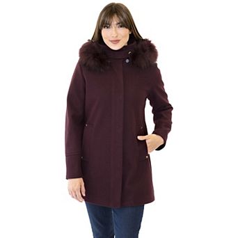 Women's Nine West Trimmed Hooded Duffle Coat