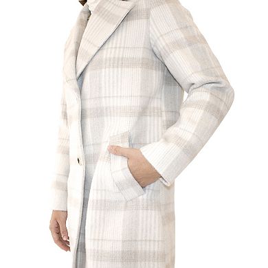 Women's Nine West Single Breasted Plaid Walker Coat