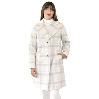 Women's Nine West Single Breasted Plaid Walker Coat