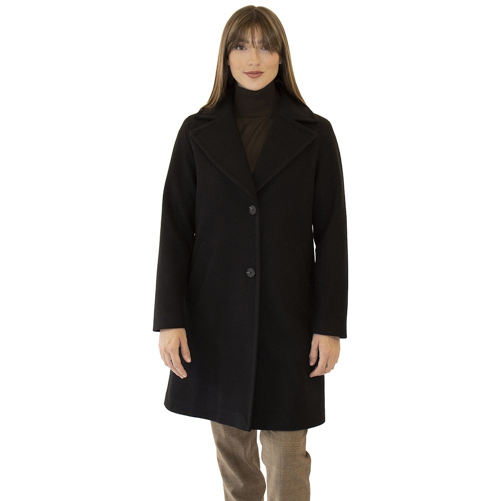 Women's Nine West Single Breasted Plaid Walker Coat