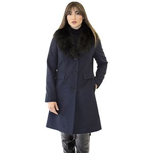 Women's Nine West Faux-Wool Zip Front Coat