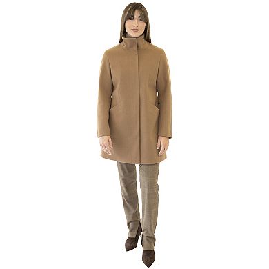 Women's Nine West Zip-Front Faux Wool Coat