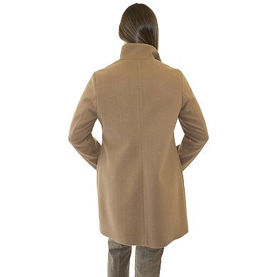 Women's Nine West Zip-Front Faux Wool Coat