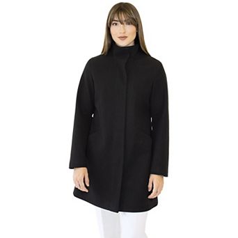 Women's Nine West Zip-Front Faux Wool Coat