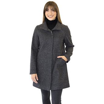 Women's Nine West Zip-Front Faux Wool Coat