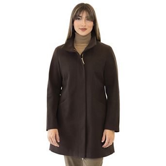 Women's Nine West Zip-Front Faux Wool Coat