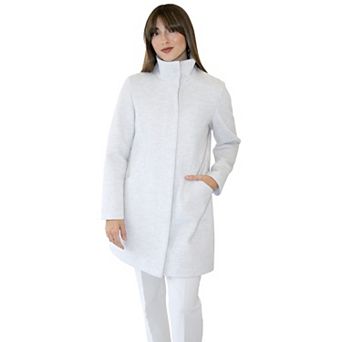Women's Nine West Zip-Front Faux Wool Coat