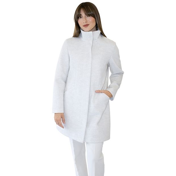 Women's Nine West Zip-Front Faux Wool Coat