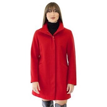 Women's Nine West Zip-Front Faux Wool Coat