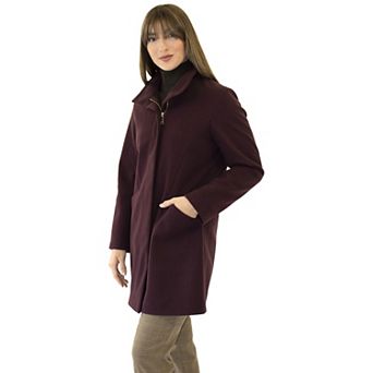 Women's Nine West Zip-Front Faux Wool Coat