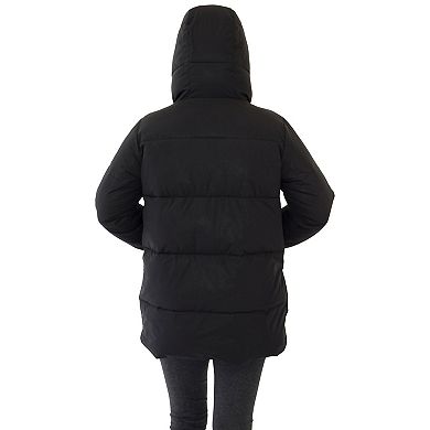 Women's Nine West Hooded Quilted Puffer Jacket with Pillow Collar