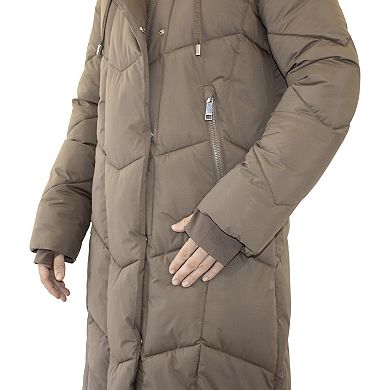 Women's Nine West Hooded Heavyweight Quilted Duvet Puffer Coat