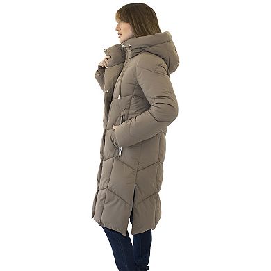 Women's Nine West Hooded Heavyweight Quilted Duvet Puffer Coat