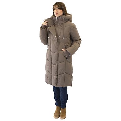 Women's Nine West Hooded Heavyweight Quilted Duvet Puffer Coat