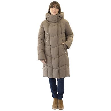 Women's Nine West Hooded Heavyweight Quilted Duvet Puffer Coat