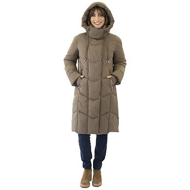 Women's Nine West Hooded Heavyweight Quilted Duvet Puffer Coat