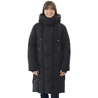 Women's Nine West Hooded Heavyweight Quilted Duvet Puffer Coat