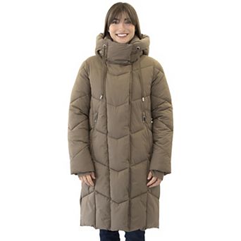 Women's Nine West Hooded Heavyweight Quilted Duvet Puffer Coat