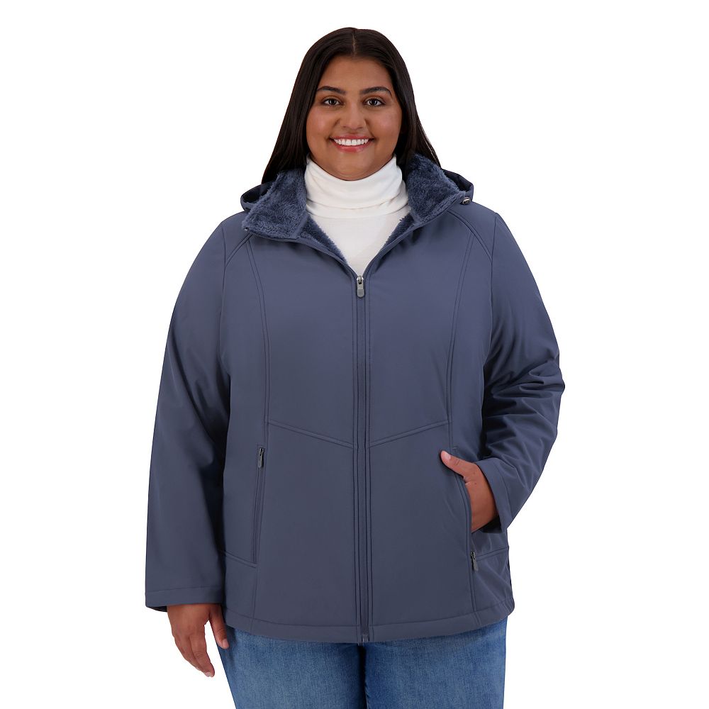 leehoo Plus Size ZeroXposur Lillian Soft Shell Jacket with Hood