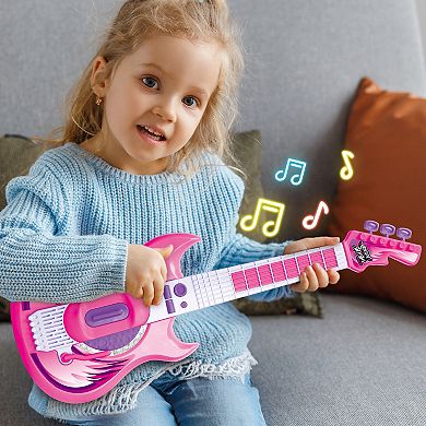 Contixo Pink Kids Guitar and Microphone Set - Adjustable Stand, Musical Toy