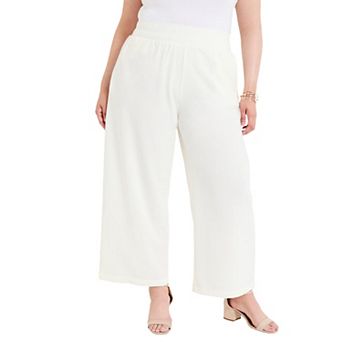 June + Vie Women's Plus Size Cropped Wide-Leg Knit Pants