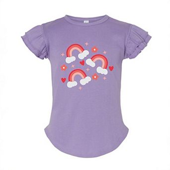 Valentine Rainbow Toddler Flutter Sleeve Graphic Tee