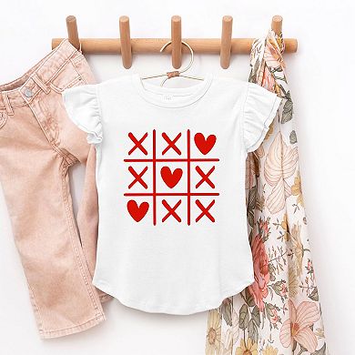 Tic Tac Heart Toddler Flutter Sleeve Graphic Tee