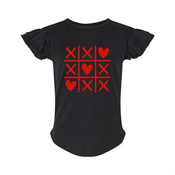 Tic Tac Heart Toddler Flutter Sleeve Graphic Tee