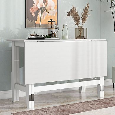 Merax Farmhouse Wood Extendable Dining Table with Drop Leaf for Small Places