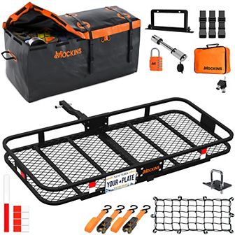 Mockins 60"x20"x6" Trailer Hitch Cargo Rack with 20 Cu.Ft. Cargo Bag and Luggage Carrier Accessories