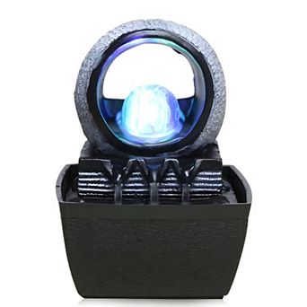 Indoor Tabletop Water Fountain Zen Meditation With LED Light