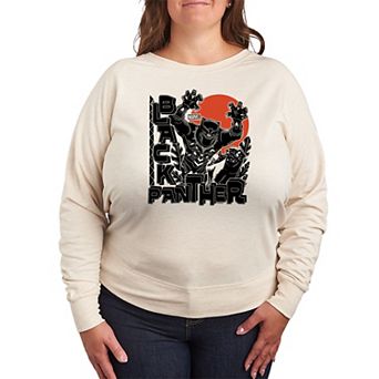 Plus Size Black Panther Linocut French Terry Long Sleeve Tee