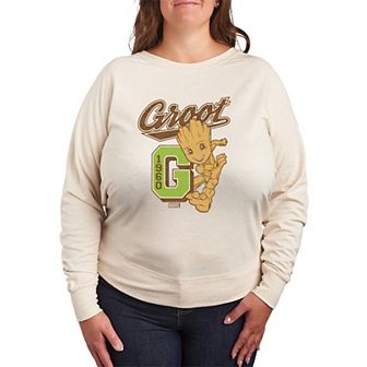 Plus Size Guardians of the Galaxy Groot Collegiate French Terry Long Sleeve Tee