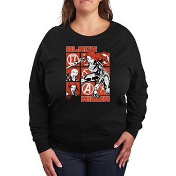 Plus Size Black Widow Grid French Terry Long Sleeve Tee