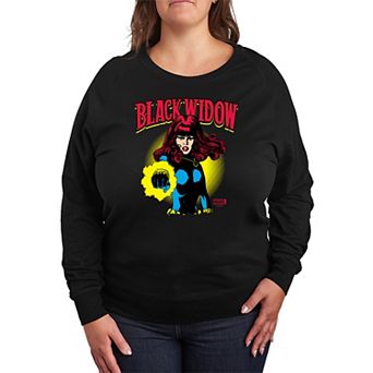 Plus Size Black Widow Comic Portrait French Terry Long Sleeve Tee