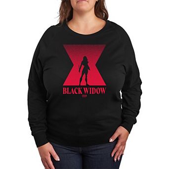 Plus Size Black Widow Silhouette French Terry Long Sleeve Tee