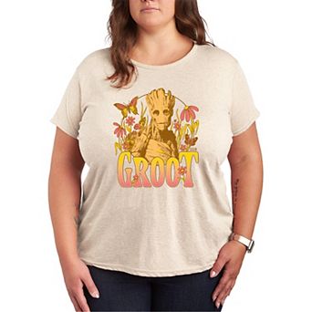 Plus Size Guardians of the Galaxy Groot Florals Retro Graphic Tee