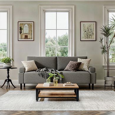 80.7'' Modern Square Armrest Cushioned Sofa With Storage Bag And Cup Holders for Living Room