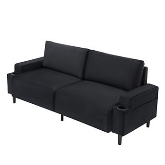 80.7'' Modern Square Armrest Cushioned Sofa With Storage Bag And Cup Holders for Living Room