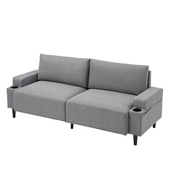 80.7'' Modern Square Armrest Cushioned Sofa With Storage Bag And Cup Holders for Living Room