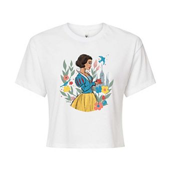 DIsney's Snow White Juniors' Floral Cropped Tee