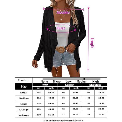 Womens Lightweight Crochet Cardigan Sweater Rib Knit Open Front Sweater Coats