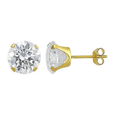 Forever Radiant 10k Gold mm Round White Cubic Zirconia Stud