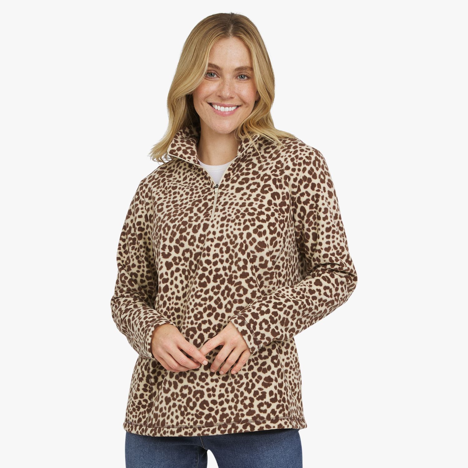 Women's Lands' End Powder Fleece Quarter Zip Pullover