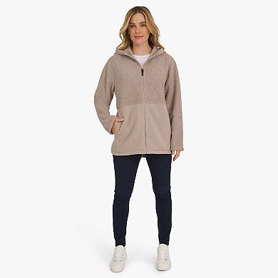 Women's Lands' End Fleece Bonded Sherpa Jacket With Hood