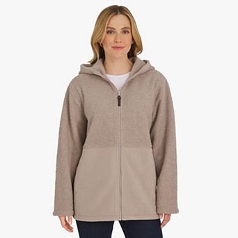 Women's Lands' End Fleece Bonded Sherpa Jacket With Hood
