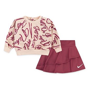 Baby & Toddler Girls Nike Swoosh Sweatshirt & Skort 2 pc Set