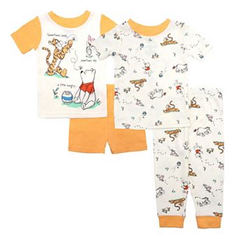 Disney's Winnie the Pooh Baby 4 pc "Winnie & Friends" Pajama T-Shirts, Pajama Shorts & Pajama Pants Set